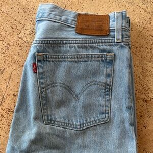Levi Wedgie Straight Distressed Hem Jeans